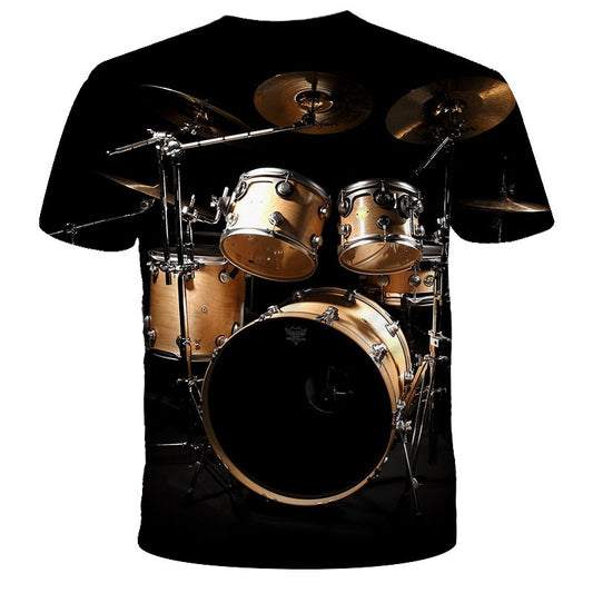 Printed 3D Drum Kit Short Sleeve T-shirt One Piece Dropshipping Can Be Used