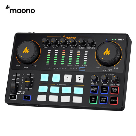 Maonocaster Audio Interface With Dj Mixer And Sound Card,all-in-one