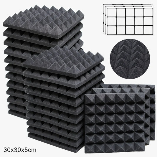 12/24Pcs 30x30x5cm Studio Acoustic Foam Panels Sound Absorbing Treatment